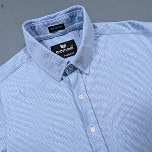 Buttercloth Button Down Shirt Mens Medium Light Blue Icy Cotton Regular Fit